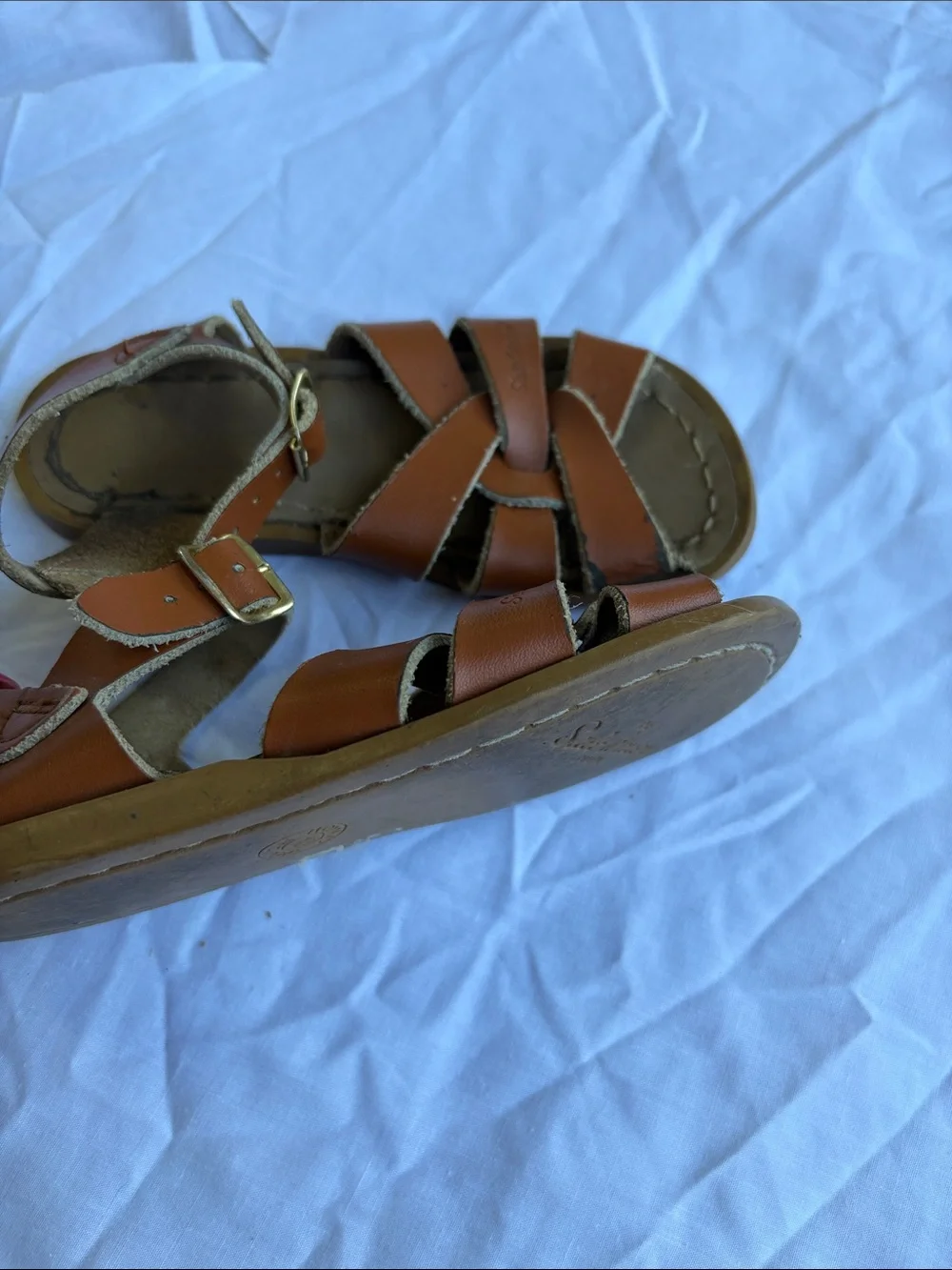 saltwater LUXE Tan Leather Strappy Kids Sandals